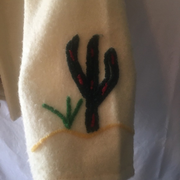 🧶🧶🧶🧶VINTAGE 1950,s Wool Jacket Beige   Mexican embroidery🌵🌵🌵one owner - Picture 5 of 9